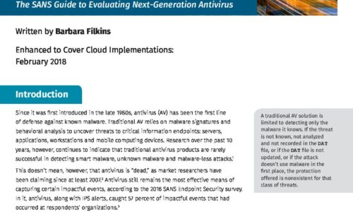 Ein Evaluator-Leitfaden für Cloud-basierte NGAV Die SANS-Leitfaden zur Bewertung der Antiviren der nächsten Generation